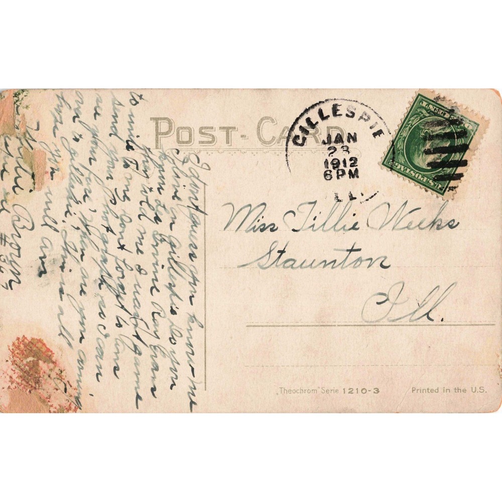 Antique 1912 I Want You Postcard Theochrom Serie 1210-3 Gillespie IL Postmark - Picture 2 of 2
